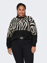 ONLY Carmakoma Sweter w kolorze czarno-kremowym rozmiar: 42/44. Czarne swetry Only Carmakoma, bez wzorów, bez ramiączek. Za 136.45 zł.