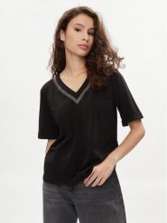 Liu Jo T-Shirt TA4101 JS003 Czarny Regular Fit. Czarne t-shirty Liu Jo, xs, bez wzorów, z bawełny, bez kołnierzyka, bez ramiączek. Za 469.99 zł.