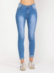 Tantra Dżinsy - Slim fit - w kolorze błękitnym rozmiar: XL. Niebieskie jeansy Tantra, xl, z aplikacjami, ze skóry, z podwyższonym stanem. Za 109.78 zł.