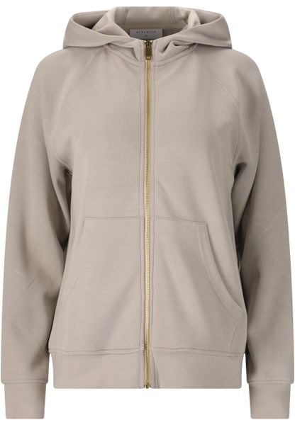 Damska bluza z kapturem full zip Athlecia Jacey. Brązowe bluzy Athlecia, l, bez wzorów, z materiału, eleganckie, bez ramiączek, z kapturem. Za 256.60 zł.