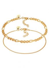 Elli PREMIUM Damski łańcuszek figaro Basic Minimal Elegant pozłacane srebro 925 Sterling Silver Bransoletki 1 ct. Szare bransoletki Elli PREMIUM, pozłacane. Za 378.99 zł.