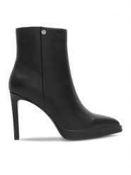 Eva Minge Botki CARACAL-0501 Czarny. Czarne botki Eva Minge, bez wzorów, ze skóry, bez obcasa, na szpilce, bez zapięcia. Za 479.00 zł.