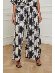 Plus Size Company Spodnie w kolorze kremowo-czarnym rozmiar: 50. Brązowe spodnie materiałowe Plus Size Company, bez wzorów, z materiału, klasyczne, z podwyższonym stanem. Za 96.83 zł.