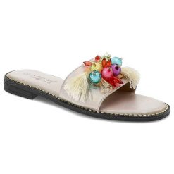 Złote Klapki S.Barski Modne Buty Na Lato. Żółte buty treningowe S.BARSKI, na lato, z aplikacjami, ze skóry ekologicznej, bez zapięcia. Za 125.99 zł.