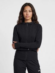 Hummel hmlFOUNDATION ZIP HOODIE – damska bluza z zamkiem, dopasowany krój –. Czarne bluzy Hummel, xs, bez wzorów, z bawełny, bez ramiączek, z kapturem. Za 205.23 zł.