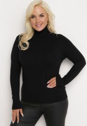 Czarny Sweter z Golfem Sazerna. Czarne swetry Born2be, l, bez wzorów, z dzianiny, bez ramiączek. W wyprzedaży za 55.24 zł.