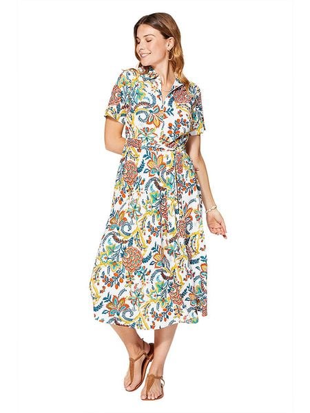 Aller Simplement Sukienka w kolorze białym ze wzorem rozmiar: 38/40. Białe sukienki Aller Simplement, bez wzorów, z tkaniny, klasyczne, bez kołnierzyka, bez ramiączek, maxi. Za 140.95 zł.