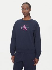 Calvin Klein Jeans Bluza Monologo LV047B234G Granatowy Relaxed Fit. Niebieskie bluzy Calvin Klein Jeans, xl, bez wzorów, z bawełny, bez kaptura. Za 399.99 zł.