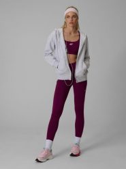 4F Legginsy treningowe szybkoschnące damskie - fioletowe XL. Fioletowe legginsy 4f, bez wzorów, z materiału, sportowe. Za 169.99 zł.