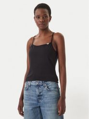 Calvin Klein Jeans Top LV047F259G Czarny Slim Fit. Czarne topy Calvin Klein Jeans, xl, bez wzorów, z bawełny, bez kołnierzyka, bez ramiączek. Za 129.99 zł.