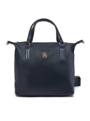 Tommy Hilfiger Torebka Poppy Th Small Tote AW0AW15640 Granatowy. Niebieskie torebki klasyczne Tommy Hilfiger, bez wzorów, z materiału, bez dodatków. Za 299.99 zł.