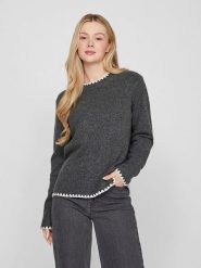 Vero Moda Sweter "Hefna" w kolorze antracytowym rozmiar: M. Czarne swetry Vero Moda, m, bez wzorów, bez ramiączek. Za 96.37 zł.