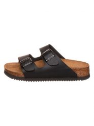 Birkenstock Klapki "Arizona" w kolorze czarnym rozmiar: 39. Czarne klapki Birkenstock, bez wzorów, klasyczne, z otwartym noskiem, bez obcasa, bez zapięcia. Za 276.71 zł.