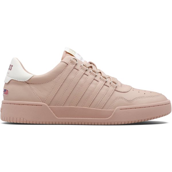 Sneakersy damskie K-Swiss Lawn Court Lth. Czerwone buty sportowe lifestyle K-SWISS, bez wzorów, sportowe, bez zapięcia. W wyprzedaży za 389.50 zł.