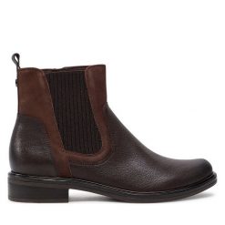 Botki Caprice. Brązowe botki Caprice, bez wzorów, bez obcasa, na płaskiej podeszwie, bez zapięcia. Za 319.99 zł.