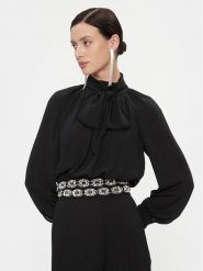 Elisabetta Franchi Bluzka CA-011-37E2-V380 Czarny Regular Fit. Czarne bluzki Elisabetta Franchi, bez wzorów, z syntetyku, bez kołnierzyka, bez ramiączek. Za 1,449.00 zł.