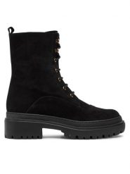 Pollini Trapery SA21104G1LTN0000 Czarny. Czarne traperki Pollini, bez wzorów, ze skóry, bez obcasa, bez zapięcia. Za 1,599.00 zł.