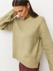 Sweter oversize z długim rękawem - brązowy. Brązowe swetry Sinsay, l, bez wzorów, bez ramiączek. Za 49.99 zł.