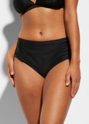 Figi bikini shape, lekki stopień modelowania sylwetki. Czarne bikini bonprix, bez wzorów. Za 74.99 zł.