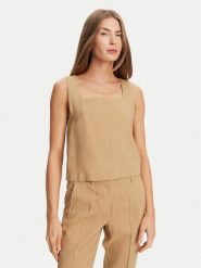 Marella Top Terni 2513161055 Beżowy Regular Fit. Brązowe topy Marella, bez wzorów, z wiskozy, bez kołnierzyka, bez ramiączek. Za 619.99 zł.