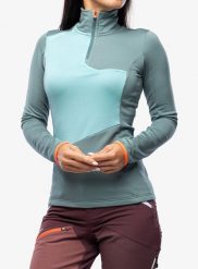 Bluza termiczna damska Ortovox Fleece Light Zip Neck. Zielone bluzy ORTOVOX, na zimę, m, bez wzorów, z dzianiny, bez kaptura, snowboardowy. Za 637.99 zł.