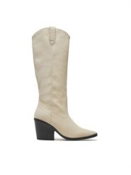 ONLY Kowbojki 15329859 Écru. Botki ONLY, bez wzorów, ze skóry, bez obcasa, na słupku, bez zapięcia. Za 209.99 zł.