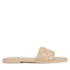 Klapki Badura. Brązowe klapki Badura, bez wzorów, bez obcasa, bez zapięcia. Za 179.99 zł.