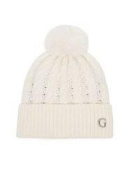 Guess Czapka AW5385 POL01 Biały. Białe czapki zimowe Guess, z aplikacjami. Za 99.99 zł.