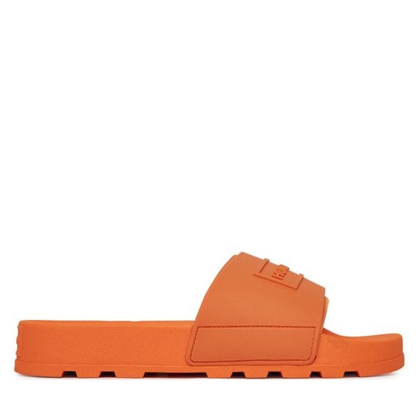 Klapki Hunter. Brązowe klapki Hunter, bez wzorów, bez obcasa, bez zapięcia. Za 98.99 zł.