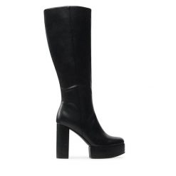 Kozaki Jenny Fairy. Czarne kozaki Jenny Fairy, bez wzorów, bez obcasa, na słupku, bez zapięcia. Za 229.99 zł.