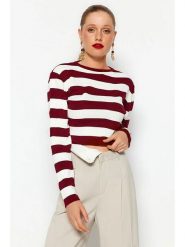 Trendyol Sweter w kolorze bordowo-białym rozmiar: M. Białe swetry Trendyol, m, bez wzorów, bez ramiączek. Za 65.23 zł.