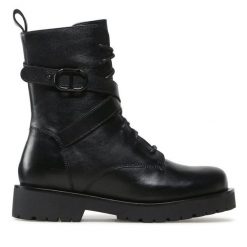 Botki TWINSET. Czarne botki Twinset, bez wzorów, bez obcasa, na płaskiej podeszwie, bez zapięcia. Za 779.99 zł.