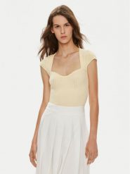 Gina Tricot Bluzka 22212 Żółty Slim Fit. Żółte bluzki Gina Tricot, l, bez wzorów, z wiskozy, bez kołnierzyka, bez ramiączek. Za 79.99 zł.