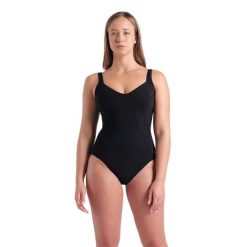 Strój Kąpielowy damski Arena Vertigo modelujący sylwetkę. Czarne stroje jednoczęściowe Arena, bez wzorów, eleganckie. Za 199.99 zł.