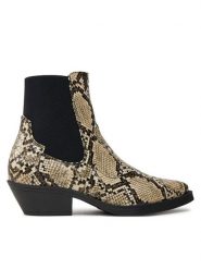 ONLY Shoes Botki 15304869 Beżowy. Brązowe botki ONLY SHOES, bez wzorów, ze skóry, bez obcasa, na słupku, bez zapięcia. Za 159.99 zł.