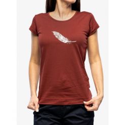 Koszulka z nadrukiem damska Ocun Classic T Organic Feather. Czerwone t-shirty sportowe Ocun, bez wzorów, bez ramiączek. Za 215.50 zł.