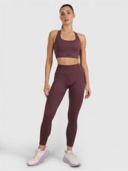 4F Legginsy treningowe bezszwowe damskie - brązowe XS/S. Brązowe legginsy 4f, bez wzorów, z dzianiny, klasyczne. Za 129.99 zł.