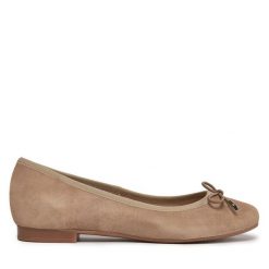 Baleriny Ryłko. Brązowe baleriny Ryłko, bez wzorów, bez obcasa, bez zapięcia. Za 339.99 zł.