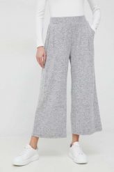 Dkny spodnie damskie kolor szary szerokie high waist. Szare spodnie materiałowe DKNY, bez wzorów, z materiału, z podwyższonym stanem. Za 899.99 zł.