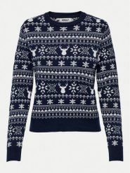 ONLY Sweter Xmas Winter 15327601 Granatowy Regular Fit. Niebieskie swetry ONLY, s, bez wzorów, z syntetyku, bez ramiączek. Za 69.99 zł.