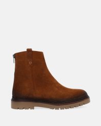 BRĄZOWE SZTYBLETY Z ZAMSZU 11124009 303 TAN. Brązowe botki Venezia, bez wzorów, ze skóry, bez obcasa, bez zapięcia. Za 279.00 zł.