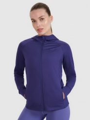 4F Bluza treningowa regular szybkoschnąca damska - granatowa M. Niebieskie bluzy z kapturem 4f, m, bez wzorów, z dzianiny, z kapturem, na fitness i siłownię. W wyprzedaży za 169.99 zł.