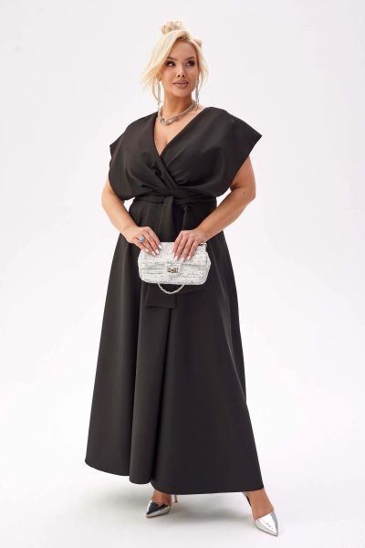 Elegancka czarna sukienka Flavia na wesele PLUS SIZE XXL JESIEŃ. Czarne sukienki Moda Size Plus Iwanek, na imprezę, plus size, bez wzorów, z elastanu, eleganckie, bez kołnierzyka, plus size, bez ramiączek, mini, kopertowe. Za 429.90 zł.