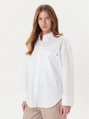 Tommy Hilfiger Koszula New Easy WW0WW45892 Biały Relaxed Fit. Białe koszule Tommy Hilfiger, bez wzorów, z bawełny, biznesowe, bez kołnierzyka, bez ramiączek. Za 339.99 zł.