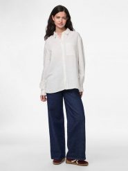 Pieces Bluzka "Sastina" w kolorze białym rozmiar: XS. Białe bluzki Pieces, xs, bez wzorów, z bawełny, bez kołnierzyka, bez ramiączek. Za 61.60 zł.