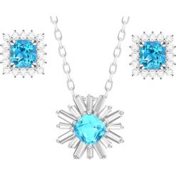 XARA komplet srebrnej biżuterii naszyjnik kolczyki blue topaz 4,7 ct. Niebieskie kolczyki Enaya, ze splotem, z cyrkonią, metalowe. Za 445.00 zł.