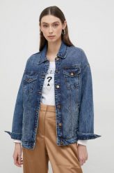 Armani Exchange kurtka jeansowa damska kolor niebieski przejściowa oversize. Niebieskie kurtki Armani Exchange, s, bez wzorów, z denimu, bez kaptura. W wyprzedaży za 399.99 zł.
