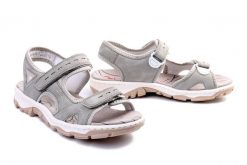 RIEKER 68866-40 grey, sandały damskie. Szare sandały Rieker, bez wzorów, bez obcasa, bez zapięcia. Za 319.90 zł.