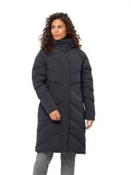 Jack Wolfskin Płaszcz puchowy w kolorze antracytowym rozmiar: S. Czarne płaszcze Jack Wolfskin, s, bez wzorów, z puchu, bez kaptura. Za 860.59 zł.