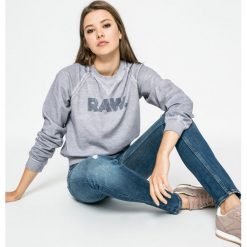 G-Star Raw - Bluza. Szare bluzy marki G-Star Raw, z nadrukiem, z bawełny, retro. W wyprzedaży za 199.90 zł.